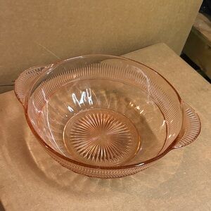 Elegant Pink Glass Serving Bowl